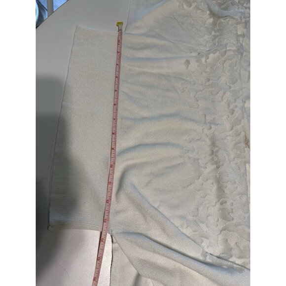 VTG Spiegel Woman Medium white kimono sleeve sweater mesh corral pattern - Picture 7 of 8